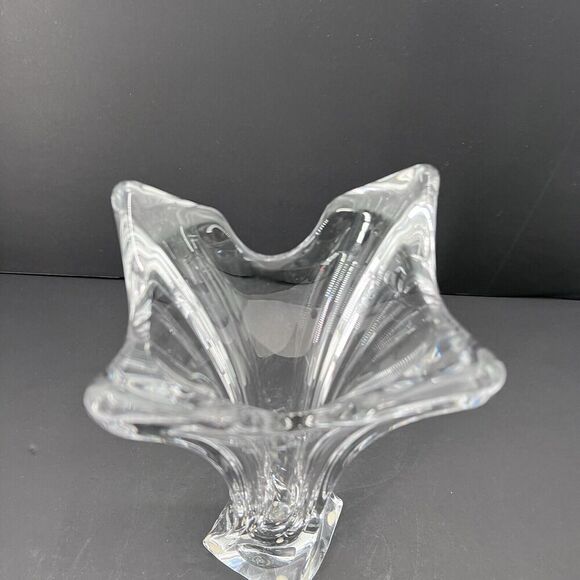 Vintage Cofrac Art Verrier France HEAVY Clear Crystal Centerpiece Vase 10" - Picture 4 of 11